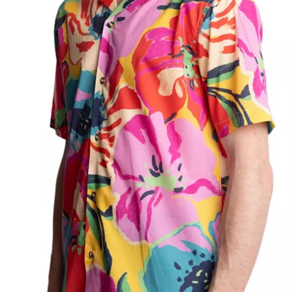 PAISLEY & GRAY Men's Slim Fit Short Sleeve Large Pop Multi Color Floral NWT - Picture 2 of 3